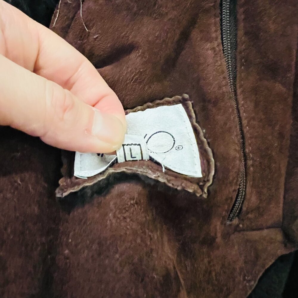 Vakko Vintage Women's Jacket Coat Size Large Brown Shearling Pockets Casual - Picture 16 of 16